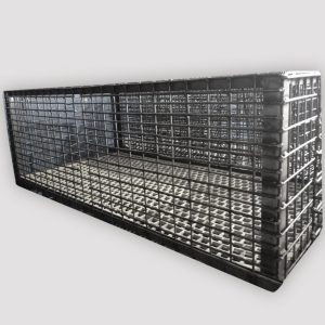 Cesta metálica industrial para lavado de piezas mecanizadas